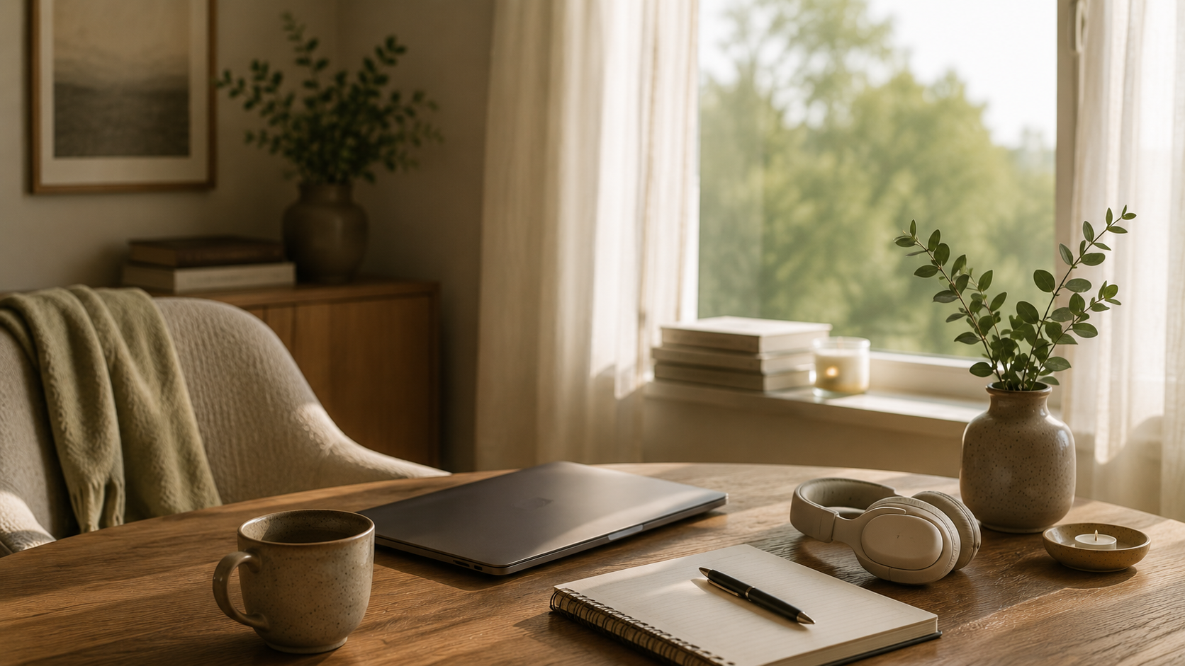 A calm, focused therapy session environment